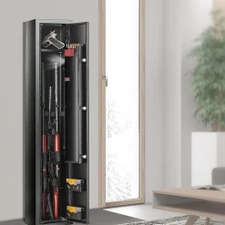 Armoire à 3 Fusils 4 Pistolets en Acier Coffre-Fort pour Armes à Feu 2 Façons de Verrouillage Mot de Passe et 2 Clés^Nature Pro Best