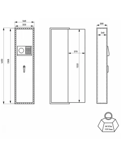 Armoire à fusils Monteria, fermeture électronique à code, 4 pênes, capacité de 5 fusils --Thirard Online