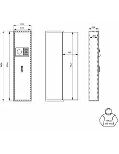 Armoire à fusils Monteria, fermeture électronique à code, 4 pênes, capacité de 10 fusils -^Thirard Outlet