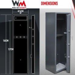Armoire à fusils 500X340X1450mm avec coffre intérieur - 12 fusils - Workmen Security-Work Men Sale