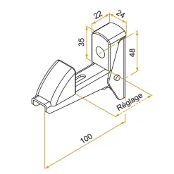 Arrêt automatique, aluminium noir, réglage 5 à 50 mm, pour volet battant^Autres Online