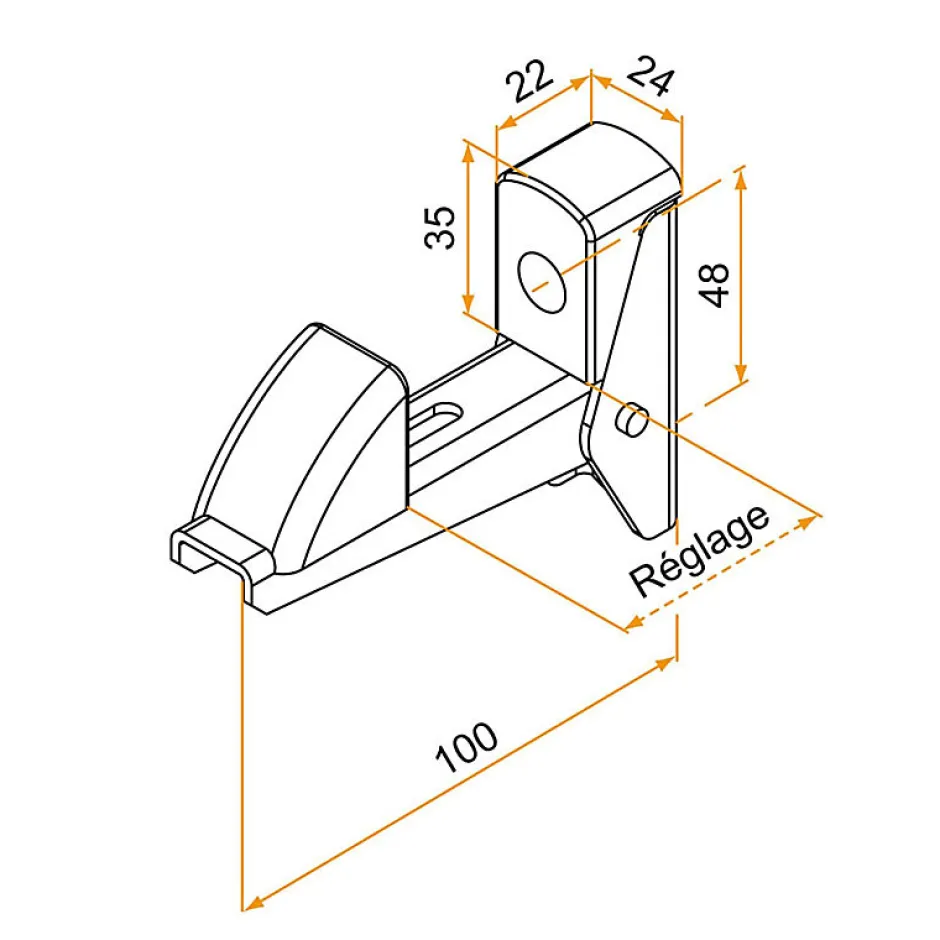 Arrêt automatique, aluminium noir, réglage 5 à 50 mm, pour volet battant^Autres Online
