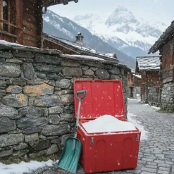 Bac à sable incendie/ à sel de déneigement 140l + pelle- lot de 16^Plast'Up Rotomoulage Outlet