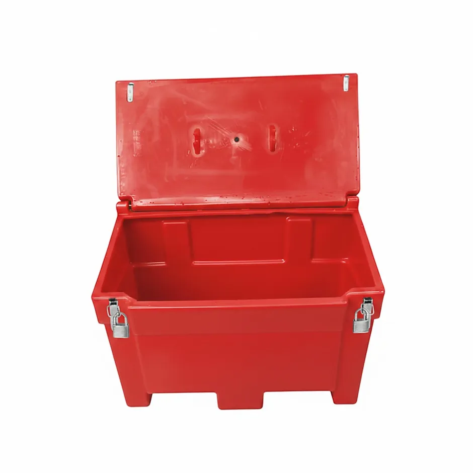 Bac à sable incendie/ à sel de déneigement 300l + grenouillères + cadenas-Plast'Up Rotomoulage New