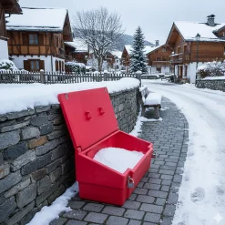 Bac à sable incendie/ à sel de déneigement 100l + grenouillères + cadenas^Plast'Up Rotomoulage