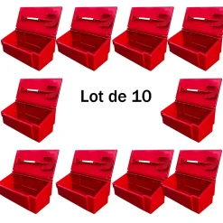 Bac à sable incendie/ à sel de déneigement 100l + pelle- lot de 10^Plast'Up Rotomoulage Outlet