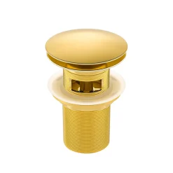 Bonde clic-clac avec trop-plein, pour lavabo, finition gold, laiton-Balneo Online