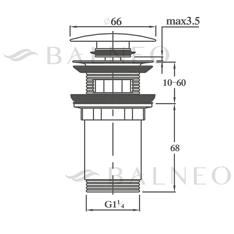 Bonde clic-clac avec trop-plein, pour lavabo, finition gold, laiton^Balneo Online