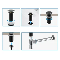 Bonde clic-clac sans trop-plein, pour lavabo, finition gold, laiton-Balneo