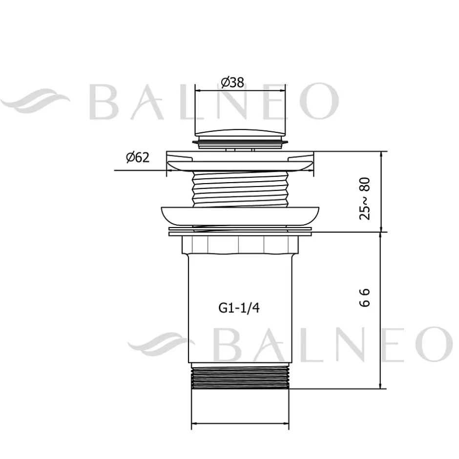Bonde clic-clac sans trop-plein, pour lavabo, finition gold, laiton-Balneo