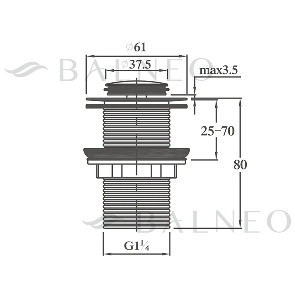 Bonde clic-clac sans trop-plein, pour lavabo, finition chrome, laiton-Balneo Sale