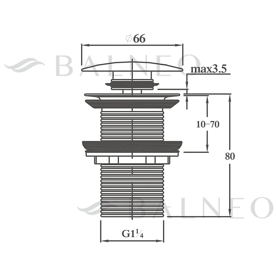 Bonde clic-clac sans trop-plein, pour lavabo, finition chrome, laiton-Balneo Hot