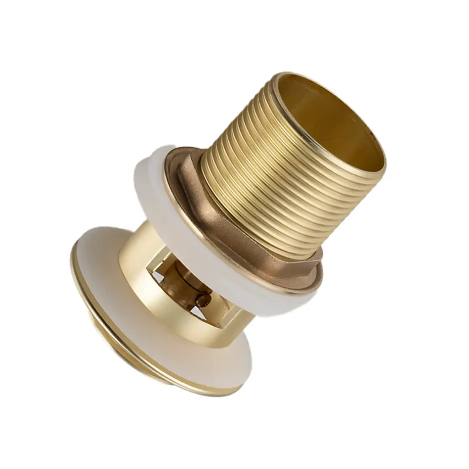 Bonde de lavabo en laiton Click-Clack modèle B avec trop-plein doré-Balneo Online