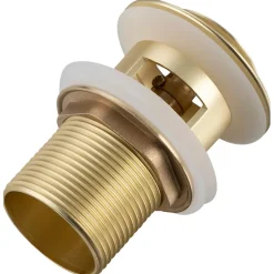 Bonde de lavabo en laiton Click-Clack modèle B avec trop-plein doré-Balneo Online