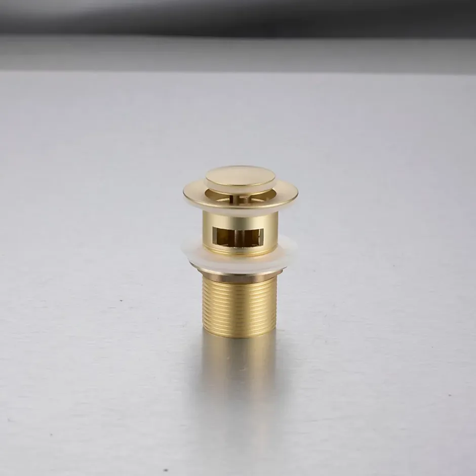 Bonde de lavabo en laiton Click-Clack modèle B avec trop-plein doré-Balneo Online