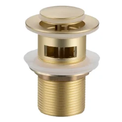 Bonde de lavabo en laiton Click-Clack modèle B avec trop-plein doré-Balneo Online