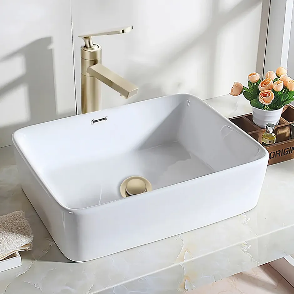 Bonde de lavabo en laiton Click-Clack modèle B avec trop-plein doré-Balneo Online