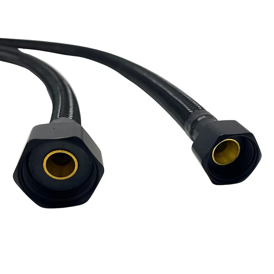 Flexible d'alimentation 1/2" x 3/8" 60 cm noir tuyau PEX avec tresse-Balneo Clearance