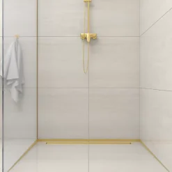 Profilé murale inclinée à gauche pour douche 170cm, acier inoxydable, finition gold, Pente de 1,5%^Balneo Online