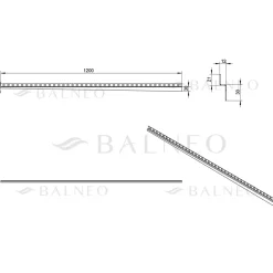 Profilé murale inclinée à gauche pour douche 120cm, acier inoxydable, finition inox, Pente de 1,5%-Balneo Sale