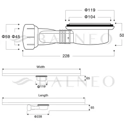 Siphon 68mm, pour receveurs de douche, hautere 68mm Stone Tray-Balneo Outlet