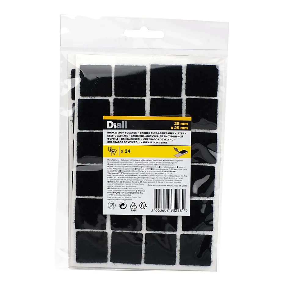 Bande adhésive format carré noir 25 mm - 24 pièces^Diall Discount