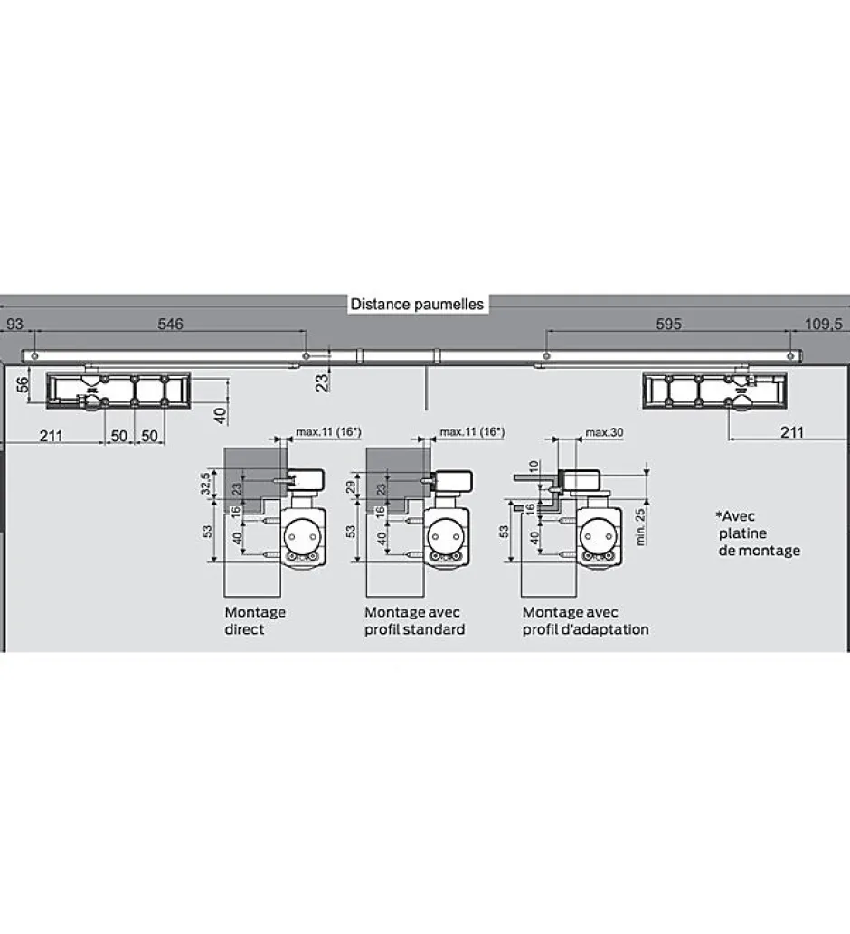 Bandeau Ferme portes double à force réglable 1 à 3 tirant gauche blanc Ensemble 2 Vantaux^Autres Discount