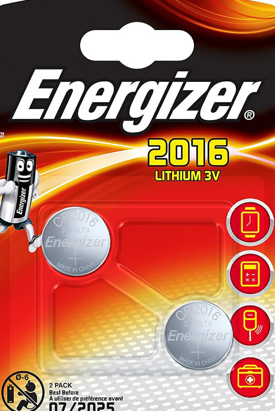 Blister ENERGIZER de 2 piles CR2016-Velamp New