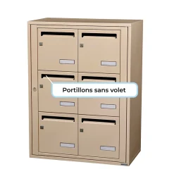 Bloc collectif , 2x3, grade 3, simple face, Intérieur, fixation murale, Ivoire RAL 1015 finition brillante-Leabox.com Discount