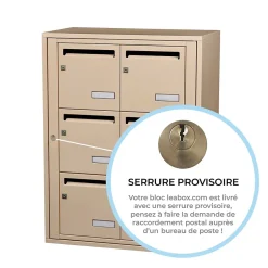 Bloc collectif , 2x3, grade 3, simple face, Intérieur, fixation murale, Ivoire RAL 1015 finition brillante-Leabox.com Discount