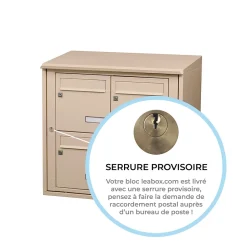 Bloc collectif , 2x2, grade 3, simple face, Extérieur, fixation murale, Ivoire RAL 1015 finition brillante-Leabox.com Hot