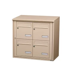 Bloc collectif , 2x2, grade 3, simple face, Extérieur, fixation murale, Ivoire RAL 1015 finition brillante-Leabox.com Hot