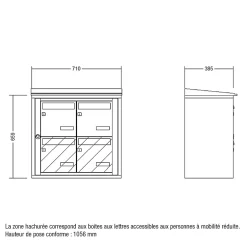 Bloc collectif , 2x2, grade 3, simple face, Extérieur, fixation murale, Ivoire RAL 1015 finition brillante-Leabox.com Hot
