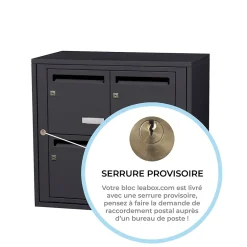 Bloc collectif , 2x2, grade 3, simple face, Intérieur, fixation murale, gris anthracite RAL 7016 finition brillante^Leabox.com Outlet