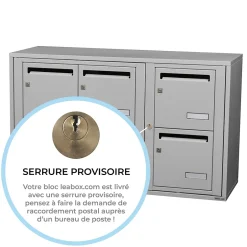 Bloc collectif , 3x2, grade 3, simple face, Intérieur, fixation murale, Gris clair RAL 7035 finition brillante-Leabox.com Best