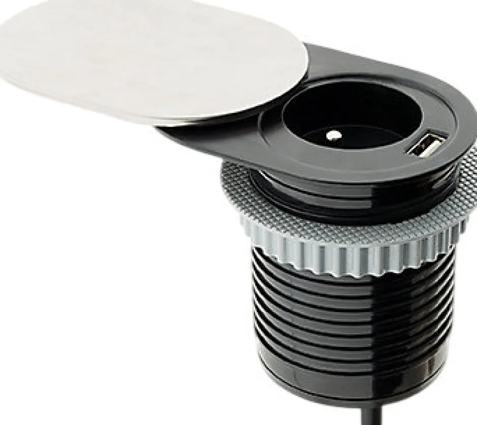 Bloc encastrable compact 1 prise + 1 port USB^Otio Outlet
