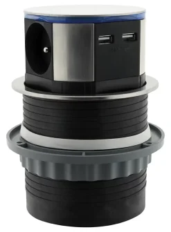 Bloc encastrable compact 3 prises + 2 ports USB^Otio Hot