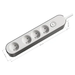 Bloc multiprise 4 ports blanc et gris^Jacobsen