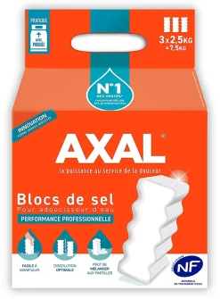 Blocs de sel pour adoucisseur d'eau, lot de 3 x 2.5 kg-Axal
