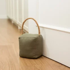 Bloque-porte Rei tissu vert kaki ⌀11x H. 28 cm-