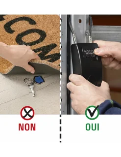 Boite à clé à combinaison, 4 chiffres, acier, 47x75mm, avec câble, noir --Thirard