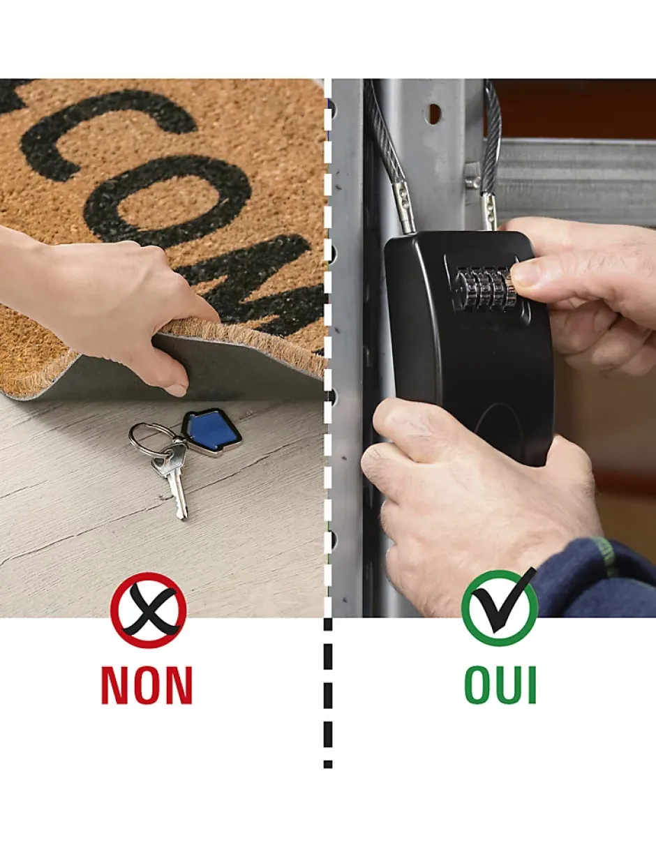 Boite à clé à combinaison, 4 chiffres, acier, 47x75mm, avec câble, noir --Thirard