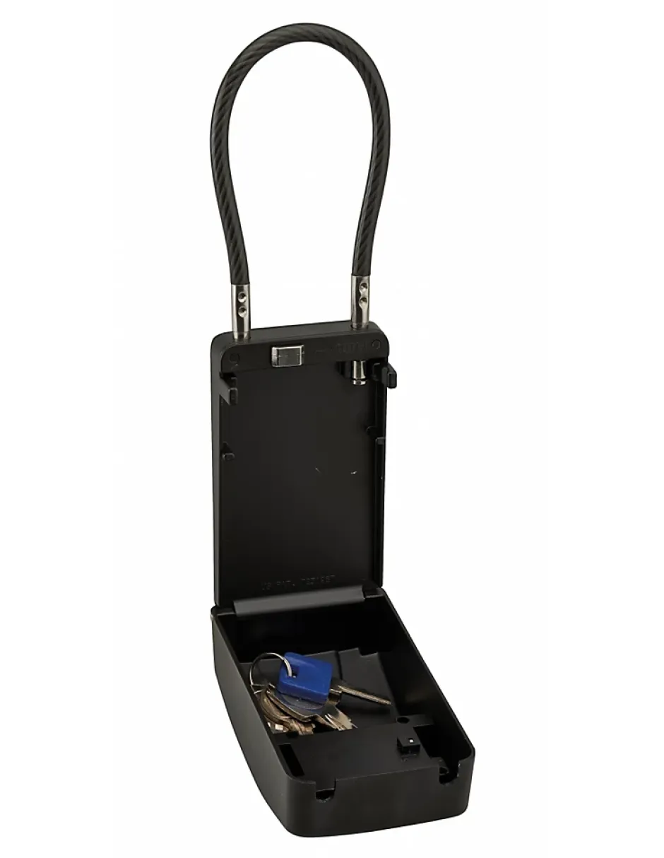 Boite à clé à combinaison, 4 chiffres, acier, 47x75mm, avec câble, noir --Thirard