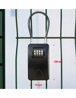 Boite à clé à combinaison, 4 chiffres, acier, 47x75mm, avec câble, noir --Thirard