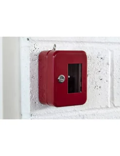 Boite à clés vitrée murale, acier, vitre interchangeable, 152x118x80mm, 2 clés, rouge --Thirard Hot