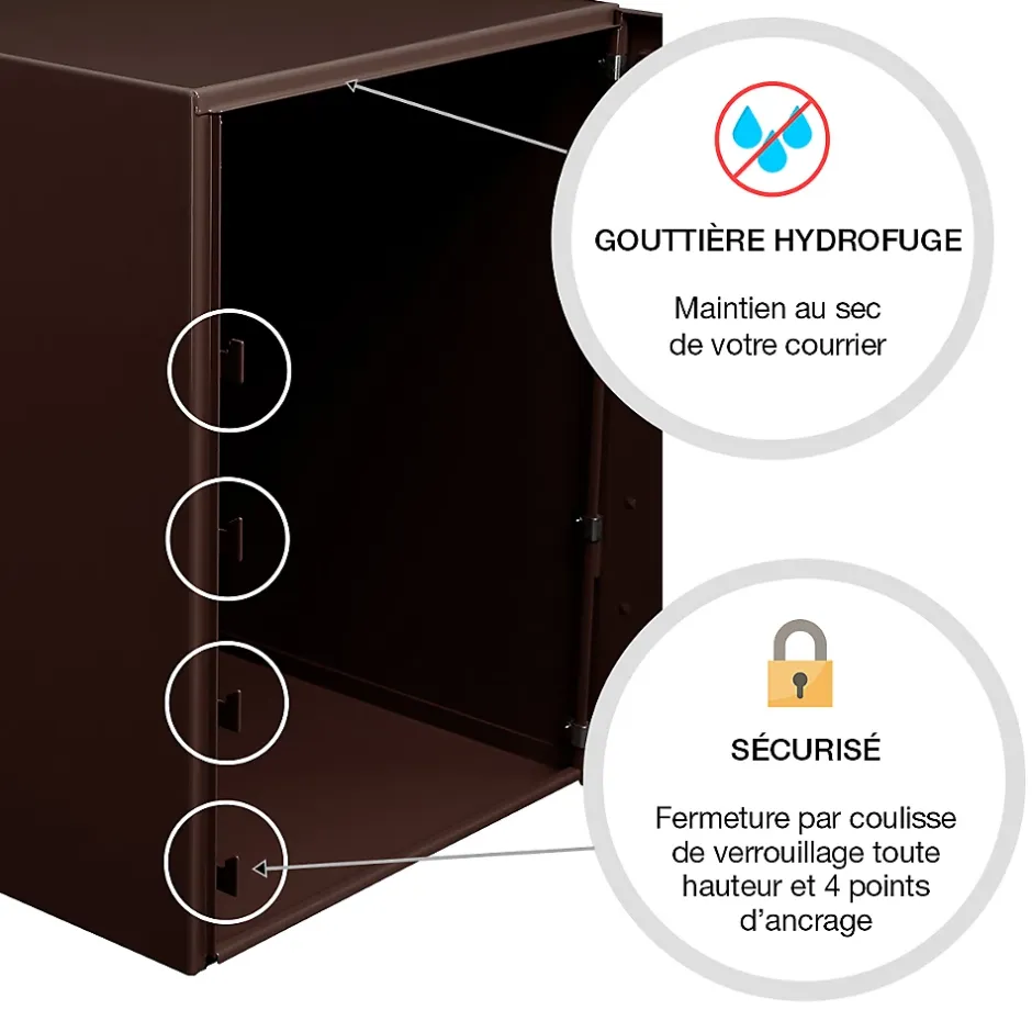 Boite à colis Atout 1 porte Brun brillant RAL 8019 B^Renz Hot