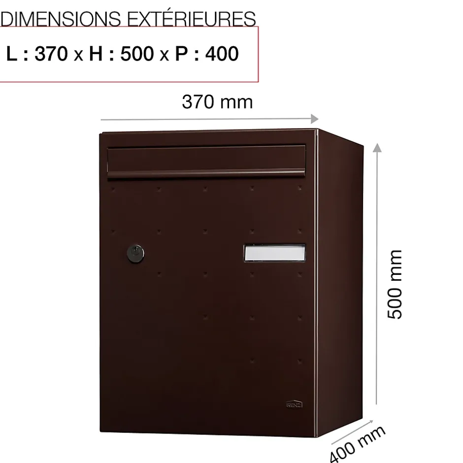 Boite à colis Atout 1 porte Brun brillant RAL 8019 B^Renz Hot