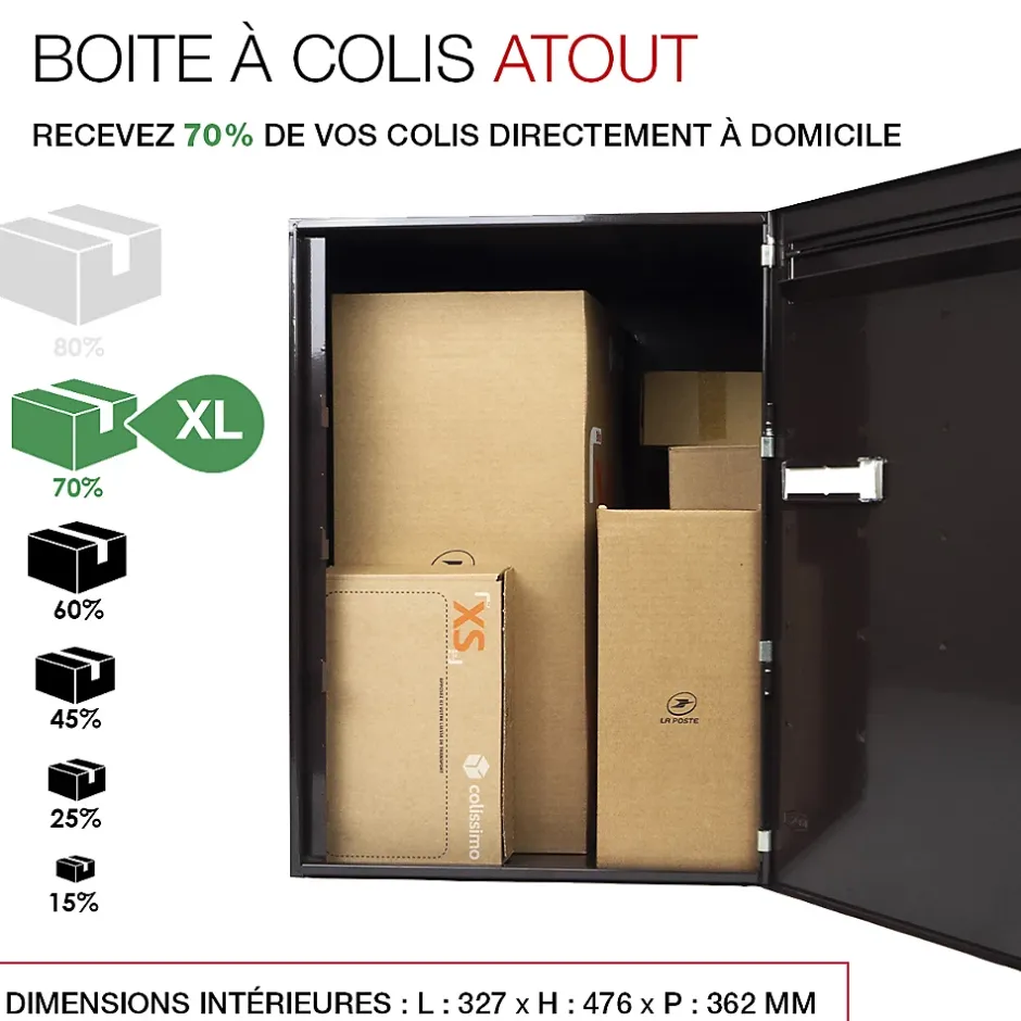 Boite à colis Atout 1 porte Brun brillant RAL 8019 B^Renz Hot