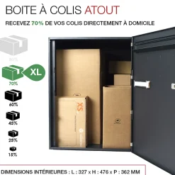 Boite à colis Atout 1 porte Noir Sablé RAL 2100MS-Renz New