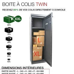 Boite à colis Twin XL Gris anthracite 7016^Renz New